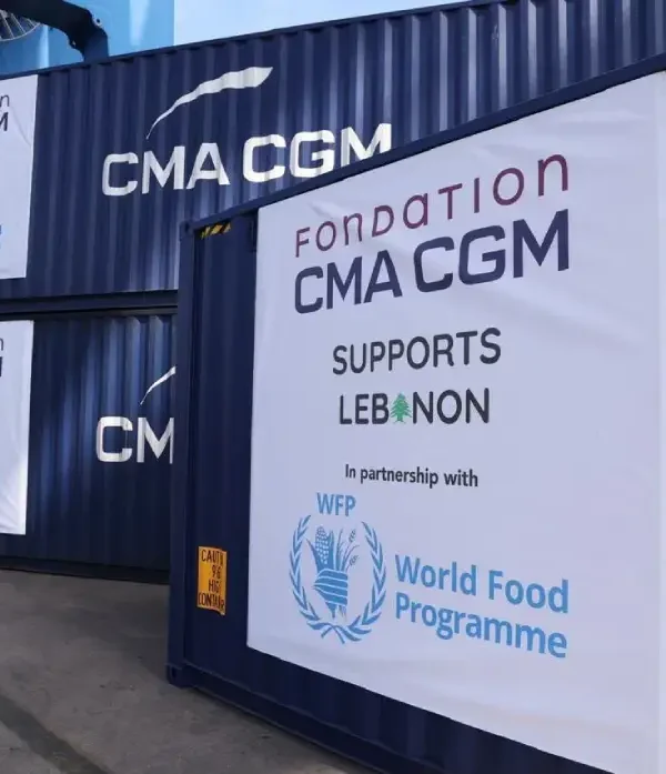 مبادرة إنسانية جديدة في لبنانFondation CMA CGM تنقل 1000 طن من المساعدات الإنسانية التابعة لبرنامج الأغذية العالمي 600x697
